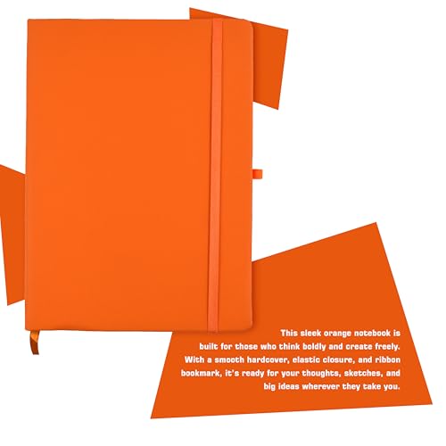 Cubic Premium A5 Hardbound Diary | PU Leather | Bright Orange Color | Elastic Closure | Built-in Ribbon Bookmark | Pen Holder | Ideal for Office, School & Personal Use - Image 3