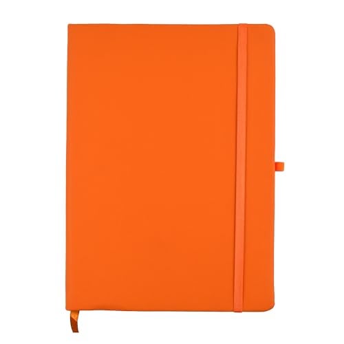 Cubic Premium A5 Hardbound Diary | PU Leather | Bright Orange Color | Elastic Closure | Built-in Ribbon Bookmark | Pen Holder | Ideal for Office, School & Personal Use - Image 1