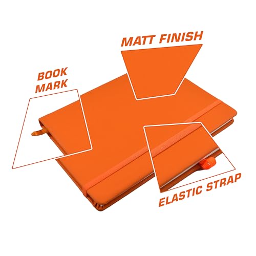 Cubic Premium A5 Hardbound Diary | PU Leather | Bright Orange Color | Elastic Closure | Built-in Ribbon Bookmark | Pen Holder | Ideal for Office, School & Personal Use - Image 2