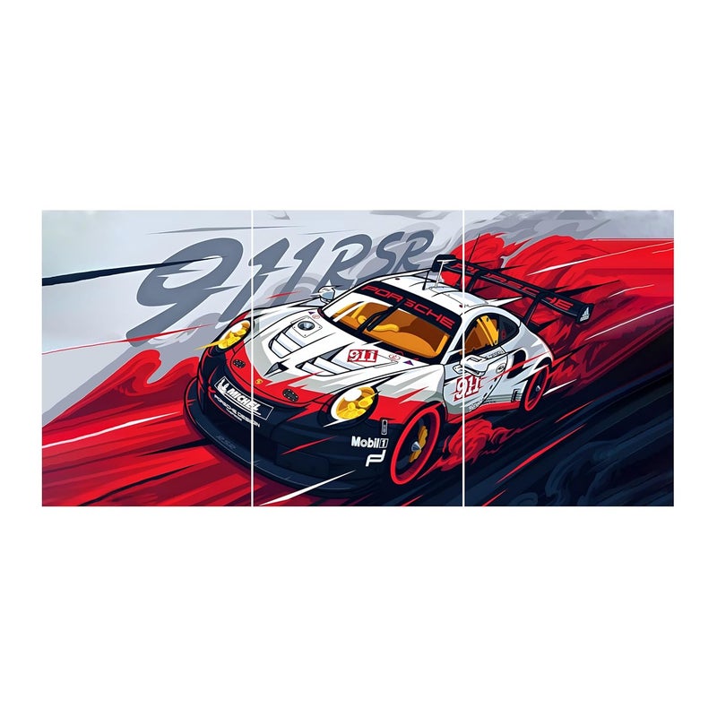 PAPERO Porsche 911 RSR Car Wall Posters – A4 Split Poster Set Printed on 300 GSM Premium Art Paper for Bedroom, Garage, or Office Decor - Image 1