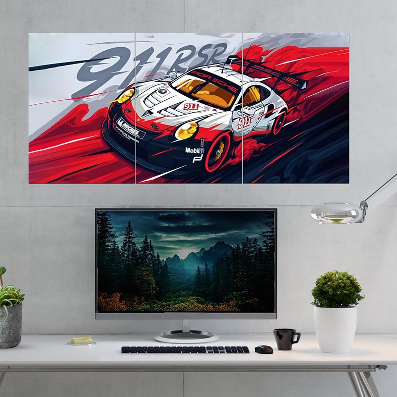 PAPERO Porsche 911 RSR Car Wall Posters – A4 Split Poster Set Printed on 300 GSM Premium Art Paper for Bedroom, Garage, or Office Decor - Image 2