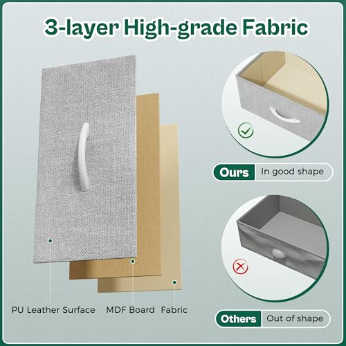 Huuger 43.3 Inch Tall Dresser for Bedroom, 6 Drawer Night Stand & Chests of Drawers, Fabric Dresser for Closet, Bedroom, Nightstand, End Table with Metal Frame, Storage Tower with Fabric Bins, Grey - Image 3