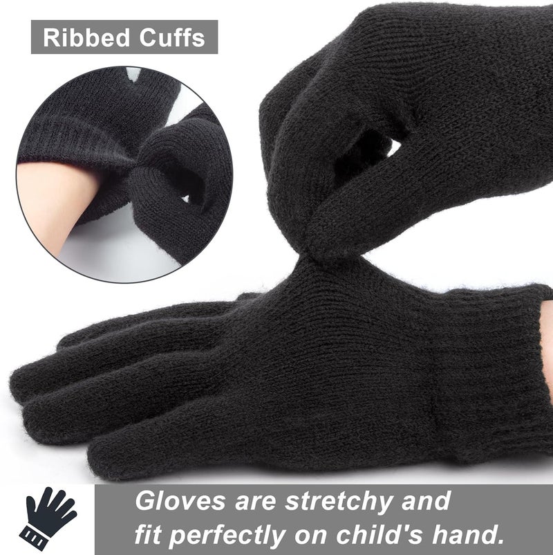 YSense 3 Pcs Boys Girls Winter Beanie Hat Scarf Gloves Set Thick Knitted Warm Toddler Winter Hat Mittens Neck Warmer for Kids - Image 5