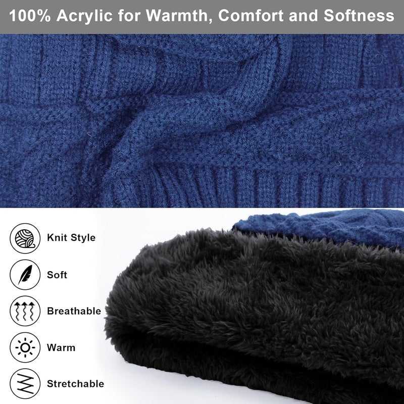 YSense 3 Pcs Boys Girls Winter Beanie Hat Scarf Gloves Set Thick Knitted Warm Toddler Winter Hat Mittens Neck Warmer for Kids - Image 4