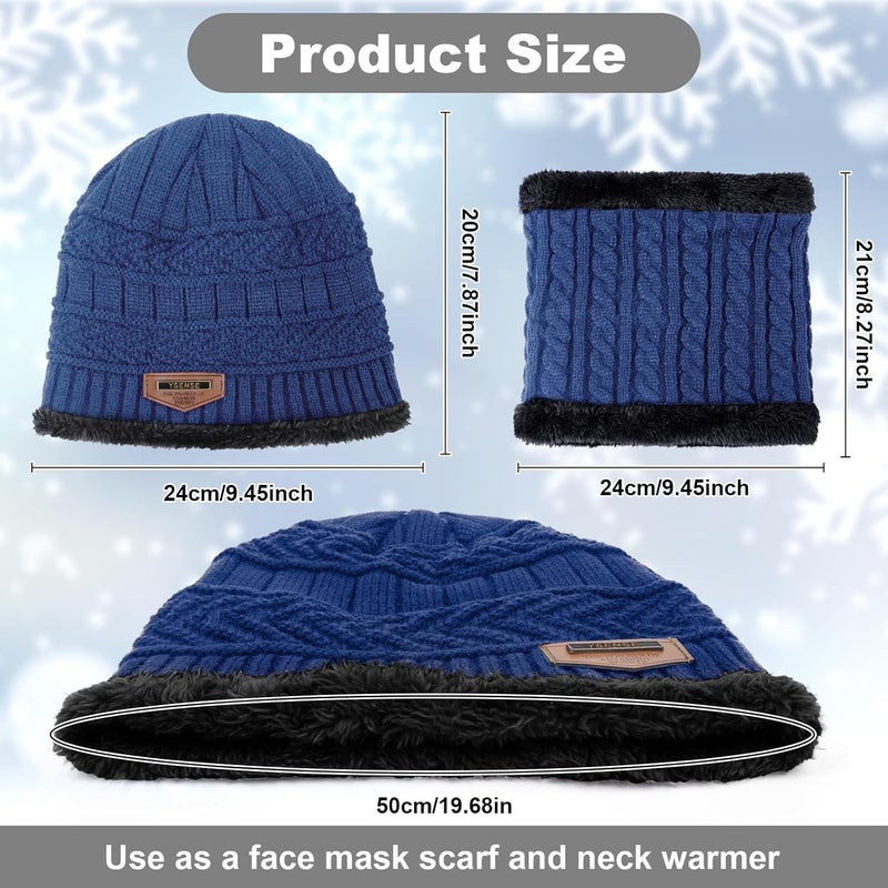 YSense 3 Pcs Boys Girls Winter Beanie Hat Scarf Gloves Set Thick Knitted Warm Toddler Winter Hat Mittens Neck Warmer for Kids - Image 2
