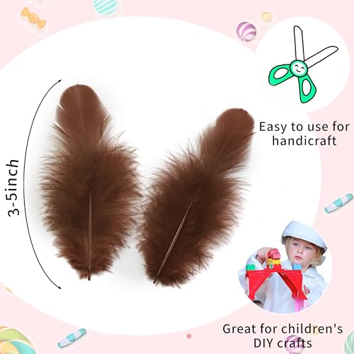 Soarer 300pcs Brown Feathers for Crafts - 3-5inch Craft Feathers Bulk for Wedding Home Party, Dream Catcher Supplies and DIY Crafts(Brown) - Image 3