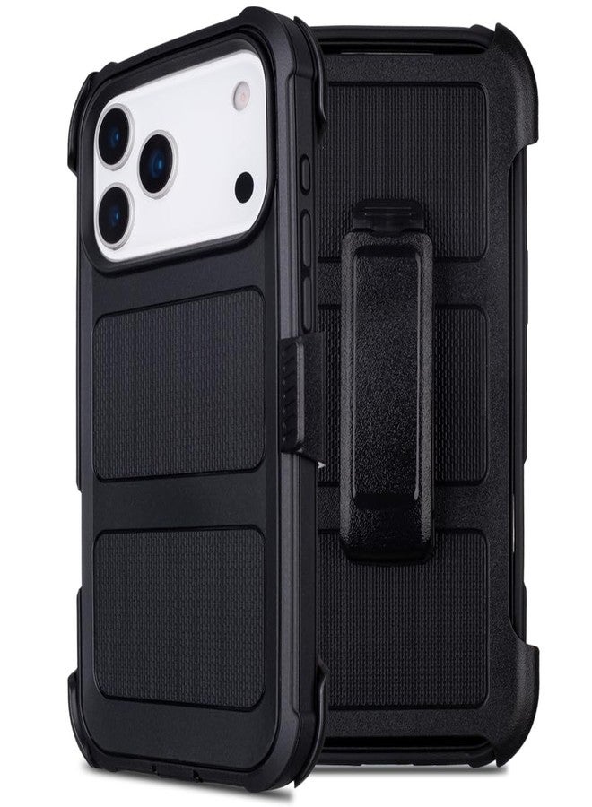 Saiboro for iPhone 17 Pro Max Case with Belt Clip Holster,for iPhone Pro Max 17 Case with Stand,Heavy Duty Rugged,2 Layers of Sturdy,Anti-Drop,for Protective Phone Cases 17 ProMax Black - Image 1