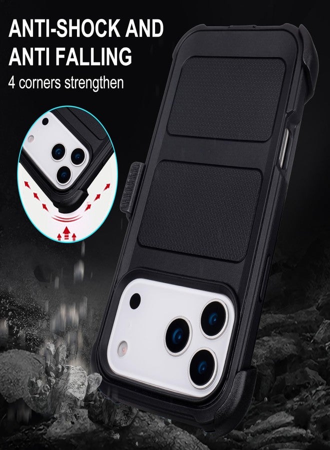 Saiboro for iPhone 17 Pro Max Case with Belt Clip Holster,for iPhone Pro Max 17 Case with Stand,Heavy Duty Rugged,2 Layers of Sturdy,Anti-Drop,for Protective Phone Cases 17 ProMax Black - Image 5