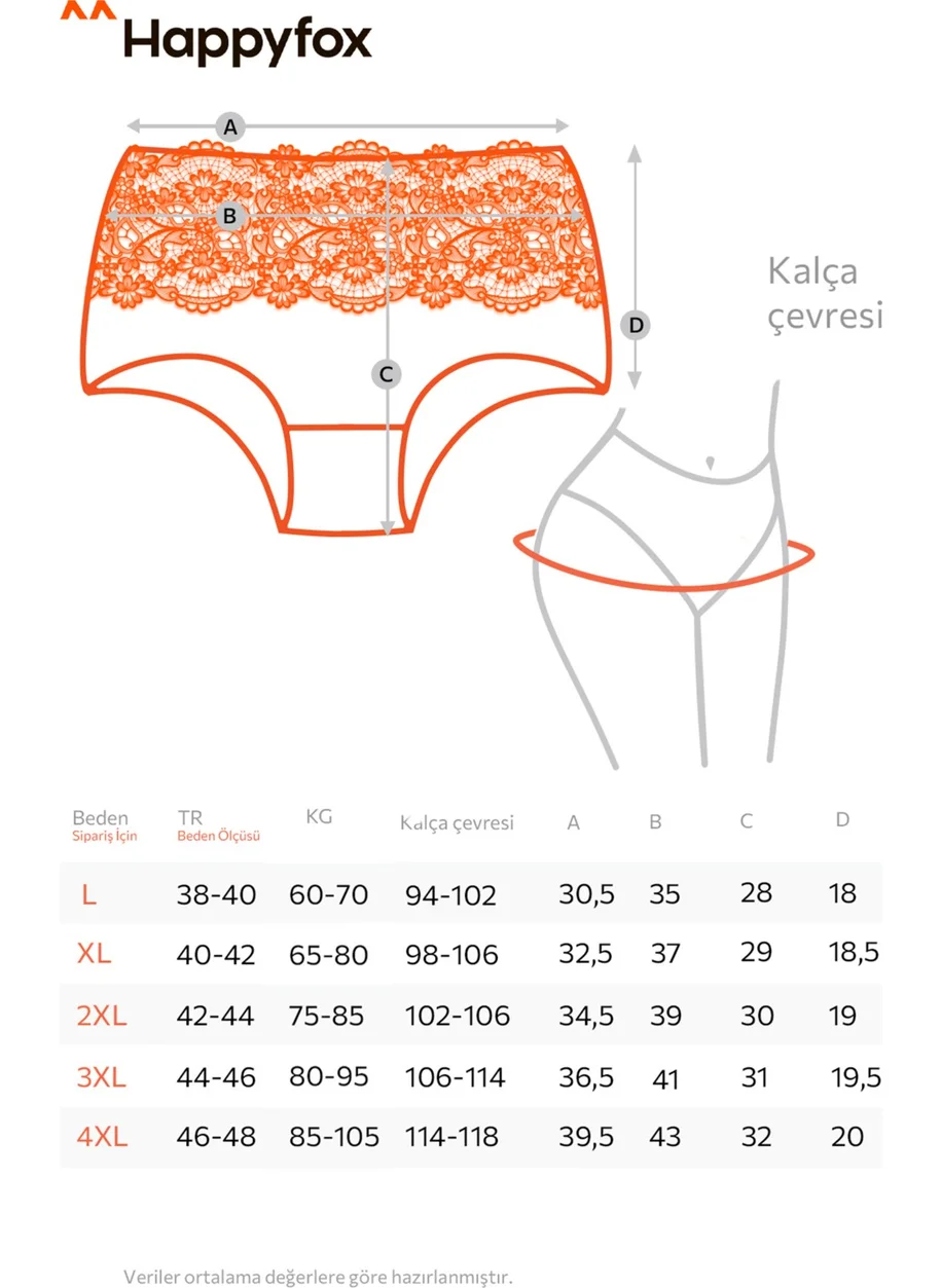 Happyfox Cotton Women's Panties High Waist Lace 3-Piece Set Pack Slip Lycra Plus Size Beige