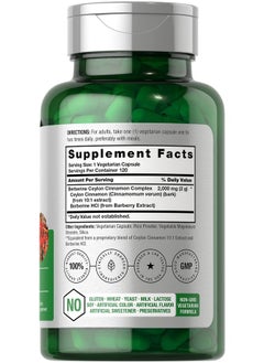 Horbaach Horbaach Berberine Plus Ceylon Cinnamon | 2000mg | 120 Veggie Capsules | Vegetarian, Non-GMO & Gluten Free Supplement | Berberine Complex  - Image 2