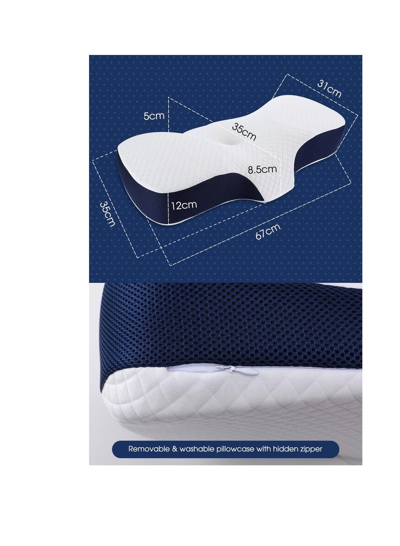 Cool Baby Memory Foam Neck Pillow, Adjustable Ergonomic Cervical Sleeping Pillow, Neck Support Bed Pillow for Shoulder and Neck Pain Relief, Orthopedic Pillow for Side Sleeping with Washable Cover - Image 2