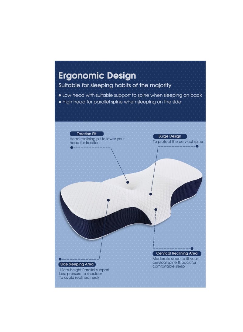 Cool Baby Memory Foam Neck Pillow, Adjustable Ergonomic Cervical Sleeping Pillow, Neck Support Bed Pillow for Shoulder and Neck Pain Relief, Orthopedic Pillow for Side Sleeping with Washable Cover - Image 3