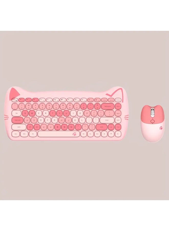 MOFii Cute Cat Ear Wireless Keyboard and Mouse Combo, 84-Key Compact Full Size, Silent, Portable, Optical, ABS Material, Non-Rechargeable AAA Battery, 2.4GHz Non-Wireless, for Personal Computer - Image 2