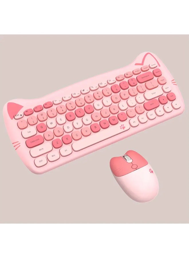 MOFii Cute Cat Ear Wireless Keyboard and Mouse Combo, 84-Key Compact Full Size, Silent, Portable, Optical, ABS Material, Non-Rechargeable AAA Battery, 2.4GHz Non-Wireless, for Personal Computer - Image 1