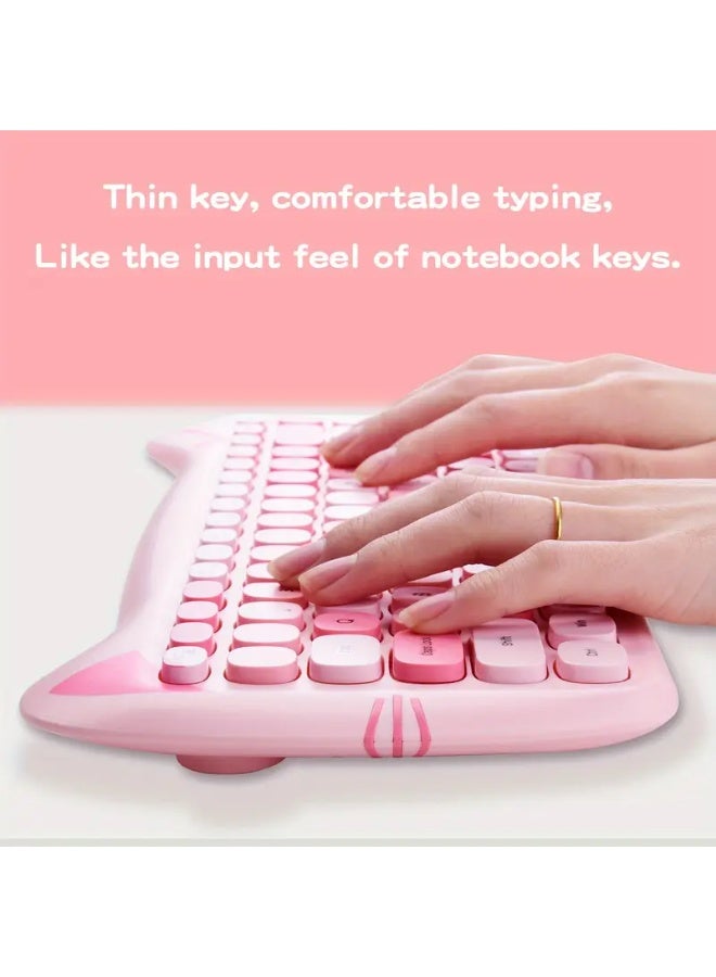 MOFii Cute Cat Ear Wireless Keyboard and Mouse Combo, 84-Key Compact Full Size, Silent, Portable, Optical, ABS Material, Non-Rechargeable AAA Battery, 2.4GHz Non-Wireless, for Personal Computer - Image 5