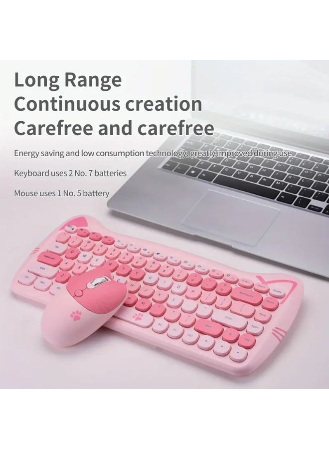 MOFii Cute Cat Ear Wireless Keyboard and Mouse Combo, 84-Key Compact Full Size, Silent, Portable, Optical, ABS Material, Non-Rechargeable AAA Battery, 2.4GHz Non-Wireless, for Personal Computer - Image 4