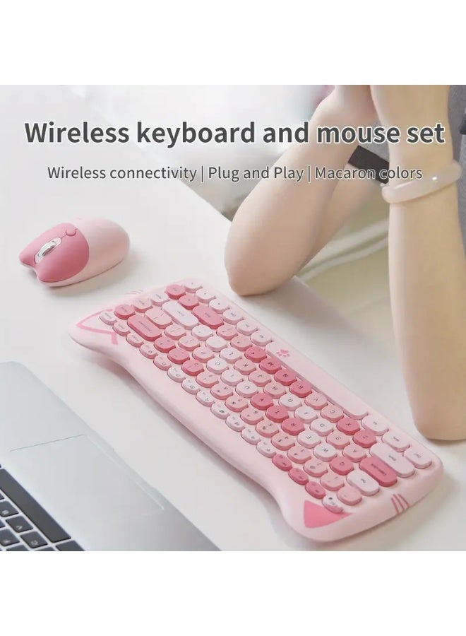 MOFii Cute Cat Ear Wireless Keyboard and Mouse Combo, 84-Key Compact Full Size, Silent, Portable, Optical, ABS Material, Non-Rechargeable AAA Battery, 2.4GHz Non-Wireless, for Personal Computer - Image 3