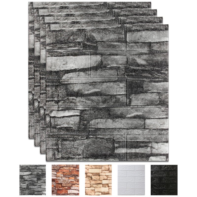 CvoMep 10 Pack 3D Wall Panels Peel and Stick Waterproof Foam Stone 3D Wallpaper Self Adhesive Foam Wallpaper for Bedroom Bathroom Kitchen 137 151in