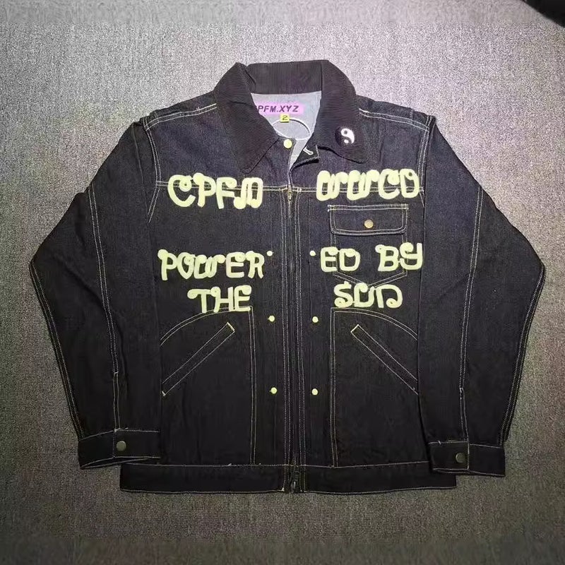 Vintage Washed High Street Cpfm.Xyz Denim Jacket Jacket Men'S And Women'S Denim Jacket Fashion - Image 2