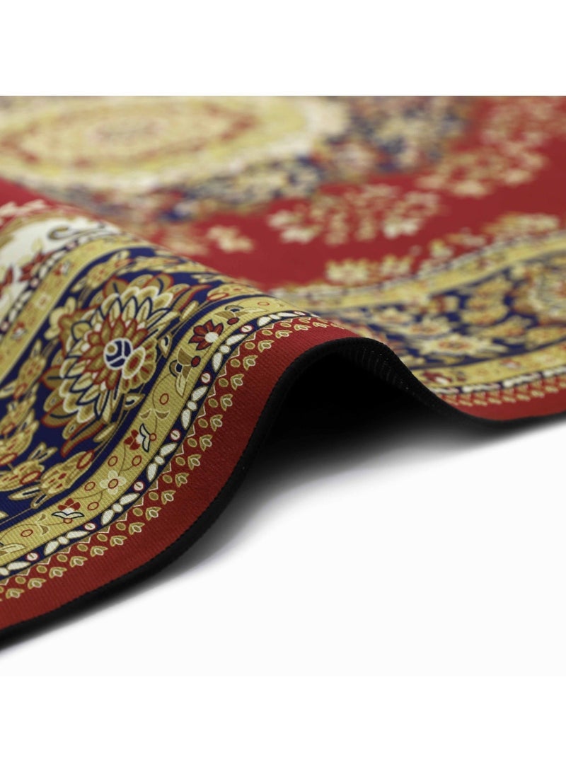 Alkaffary Bashayer Area Rug, Living Room & Majlis Rug, Luxury Heritage Arabic Design High-Quality Materials,100X200 cm, Red - Image 3