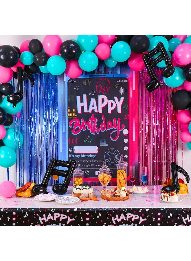 OurWarm Tik Tok Birthday Party Decorations, 135Pcs Happy Birthday Decorations, Includes Banner, Fringe Backdrop, Balloons Arch, Tablecloth for Party Supplies - Image 1