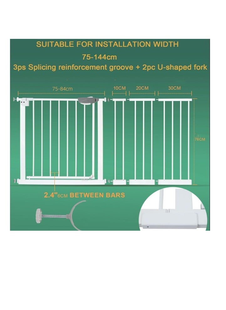 CityRiya-Long Auto Close Safety Baby Gate, Extra Wide Child Gate,Safety Gate for Doors and Stairs,Safety Door Fence, Stair Gate for Kids Toddlers, Doorway Stairway Guardrail, Kitchen Entrance Barrier for Pet Dog (gate,75-84cm)  - Image 2