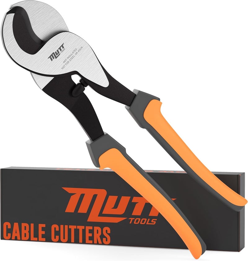 AMERICAN MUTT TOOLS أدوات موت 10 بوصة قواطع كابلات ثقيلة للأسلاك الكهربائية - مقصات كابلات احترافية للنحاس والألمنيوم - تقطع حتى 2/0 سلك - قاطع كابلات مع قبضة مريحة - Image 1