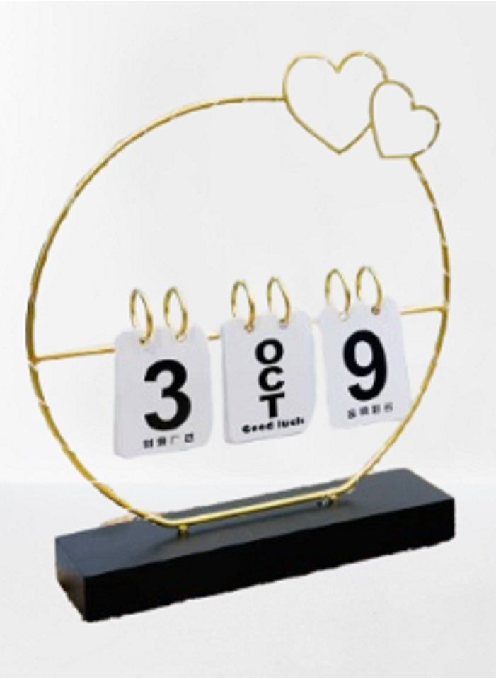 Generic Metal desk calendar and wooden base Black for office, home and kitchen decor  - Image 1