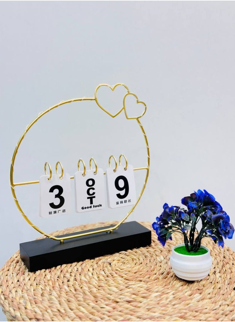 Generic Metal desk calendar and wooden base Black for office, home and kitchen decor  - Image 2