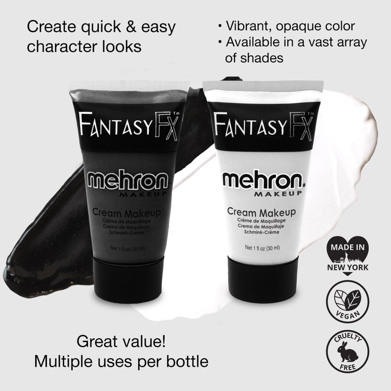 Mehron Makeup Fantasy F/X Water Based Face & Body Paint Black and White Face Paint Bundle - Image 3