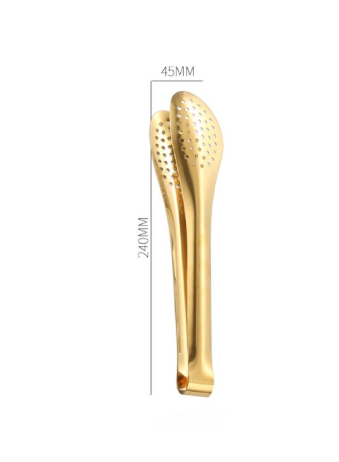 Stainless Steel Food Clips, Buffet Clips, Braised Vegetable Clips, Commercial Thickeneded Vegetable-sharing Special Public Clips, Food Clips-Color:9inch Food Clip (gold) (201)  - Image 1