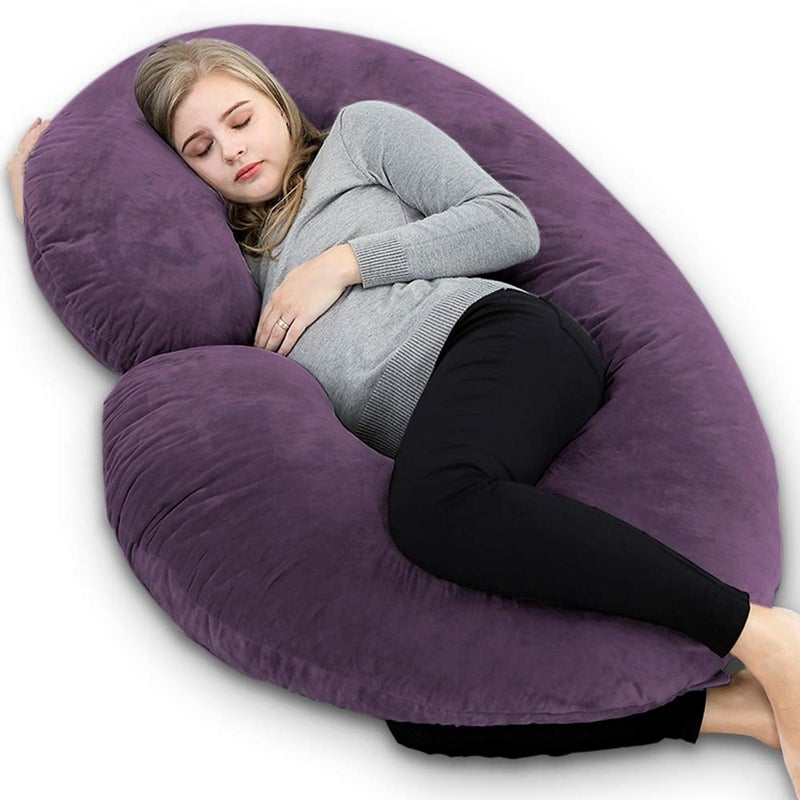 INSEN Pregnancy PillowMaternity Body Pillow with Velvet CoverC Shaped Body Pillow for Sleeping Cozy VelvetLavender