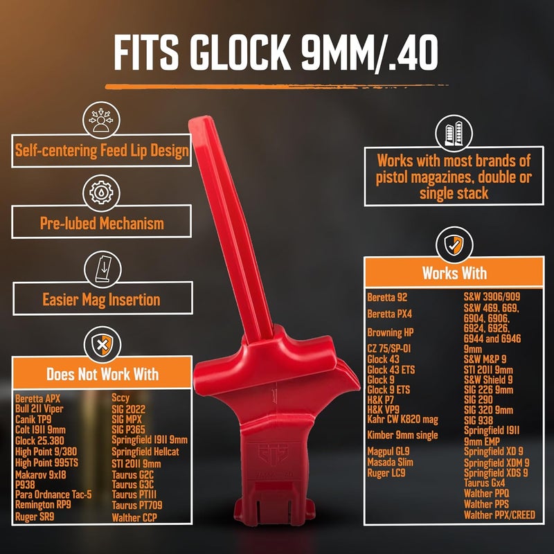 ETS Speed Loader for Glock Magazines 9mm 40 SW and More CAM Gen II - Image 1