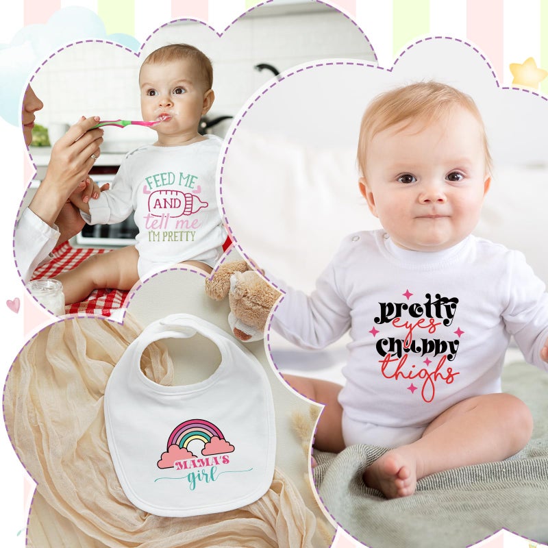 Dazoratix Baby Iron on Patches - 23 Sheets Pink Ready to Press Heat Transfer Stickers Cute Bodysuit Transfers DIY Onesie Decorating Kit for Shower Games Girl Gender Reveal Party T-Shirts Hat Clothing - Image 4