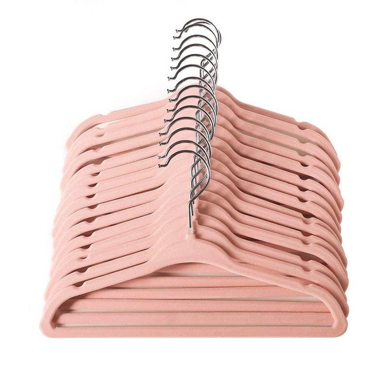 ManGotree Baby Hangers Childrens Hanger Kids Coat Hangers with Ultra Thin NonSlip Design 15 Pack Light Pink - Image 1