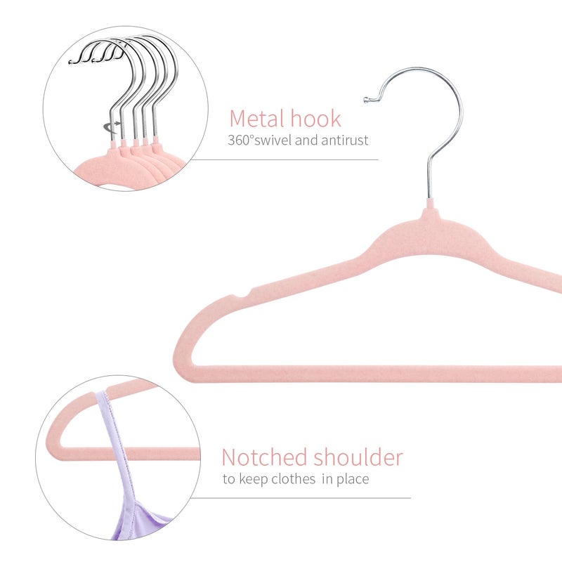 ManGotree Baby Hangers Childrens Hanger Kids Coat Hangers with Ultra Thin NonSlip Design 15 Pack Light Pink - Image 3