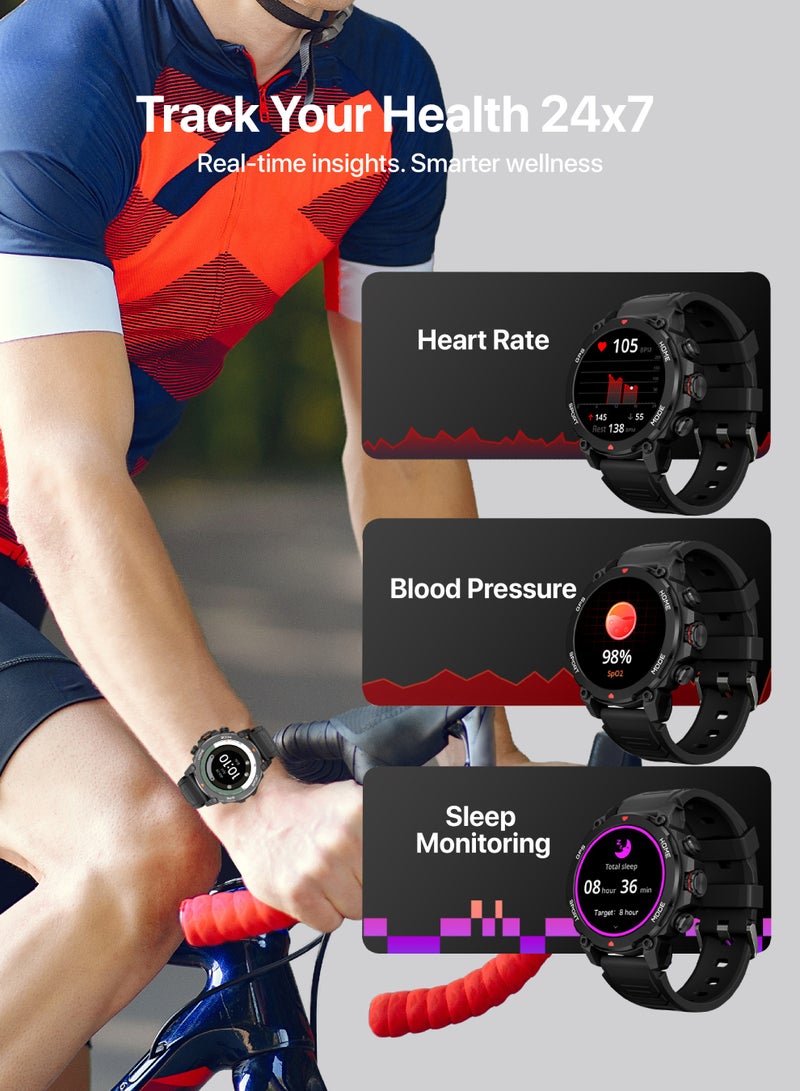 Seeken Gravity Xtrek Smart Watches for Men | Automatic Watch for Men with Built-in GPS | Bluetooth Smart Watch with AMOLED Display, 100+ Sports Modes | 5ATM Waterproof | Black - Image 3
