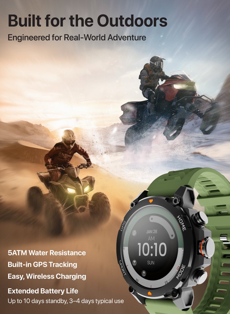 Seeken Gravity Xtrek Smart Watches for Men | Automatic Watch for Men with Built-in GPS | Bluetooth Smart Watch with AMOLED Display, 100+ Sports Modes | 5ATM Waterproof | Black - Image 2