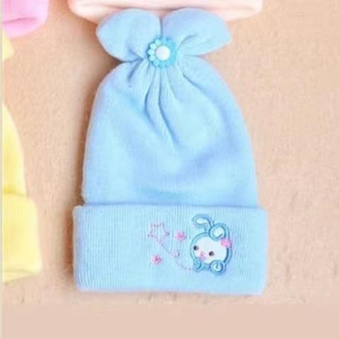 RR DESIGN Baby Beanie Caps with Rabbit Design, Soft Knit Winter Hats for Newborns, 4-Pack, Pastel Colours Red - Image 3