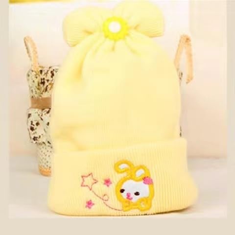 RR DESIGN Baby Beanie Caps with Rabbit Design, Soft Knit Winter Hats for Newborns, 4-Pack, Pastel Colours Red - Image 4