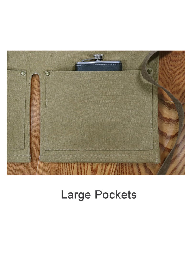 Excefore - Tool Apron, Tool Belts for Men, Work Apron With Pockets, Woodworking Apron with Tool Pockets, Work Aprons Split Leg Canvas, Waterproof Adjustable Strap Apron, Shop Apron, Dark Green - Image 1