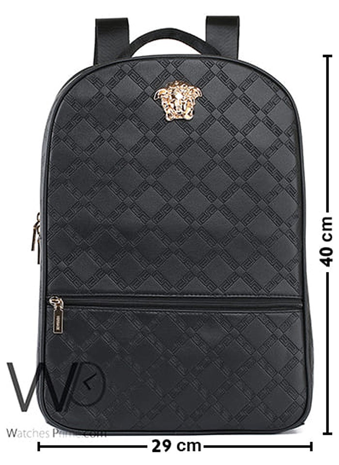 Versace Jeans Versace Backpack Black Leather Men Laptop Bag  - Image 3