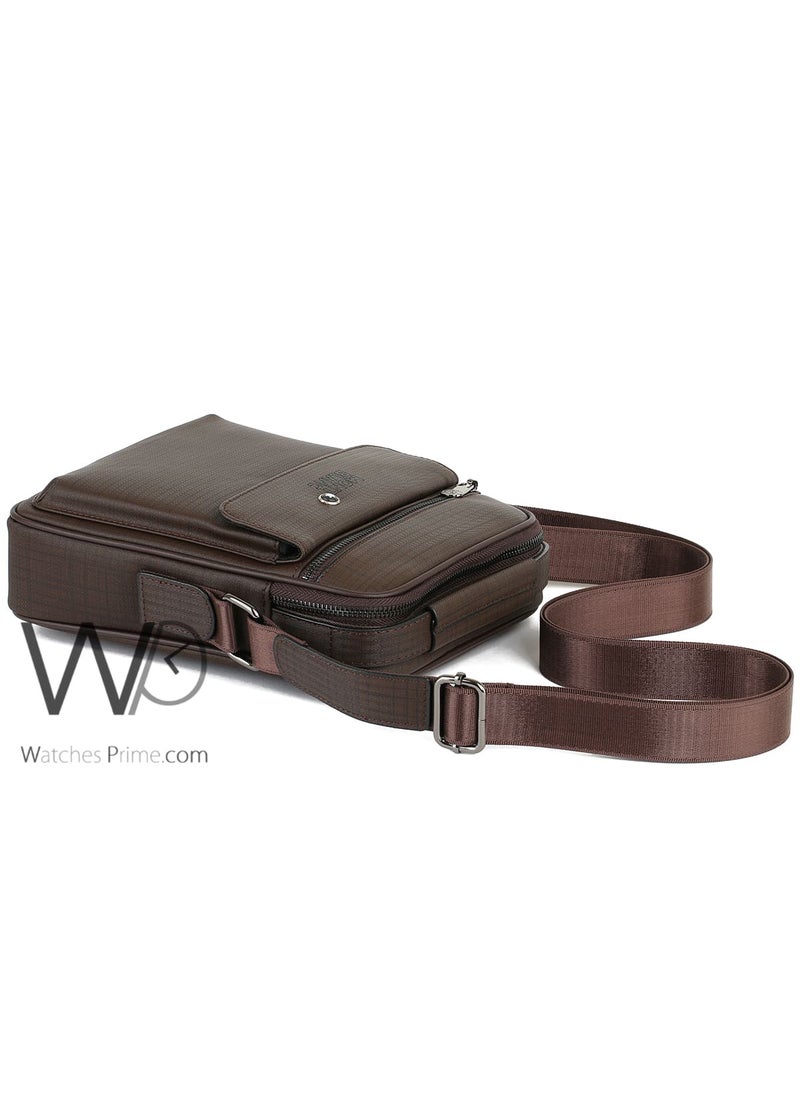 Brown Leather Montblan Crossbody Messenger Bag For Men