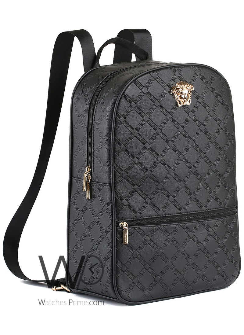 Versace Jeans Versace Backpack Black Leather Men Laptop Bag  - Image 1