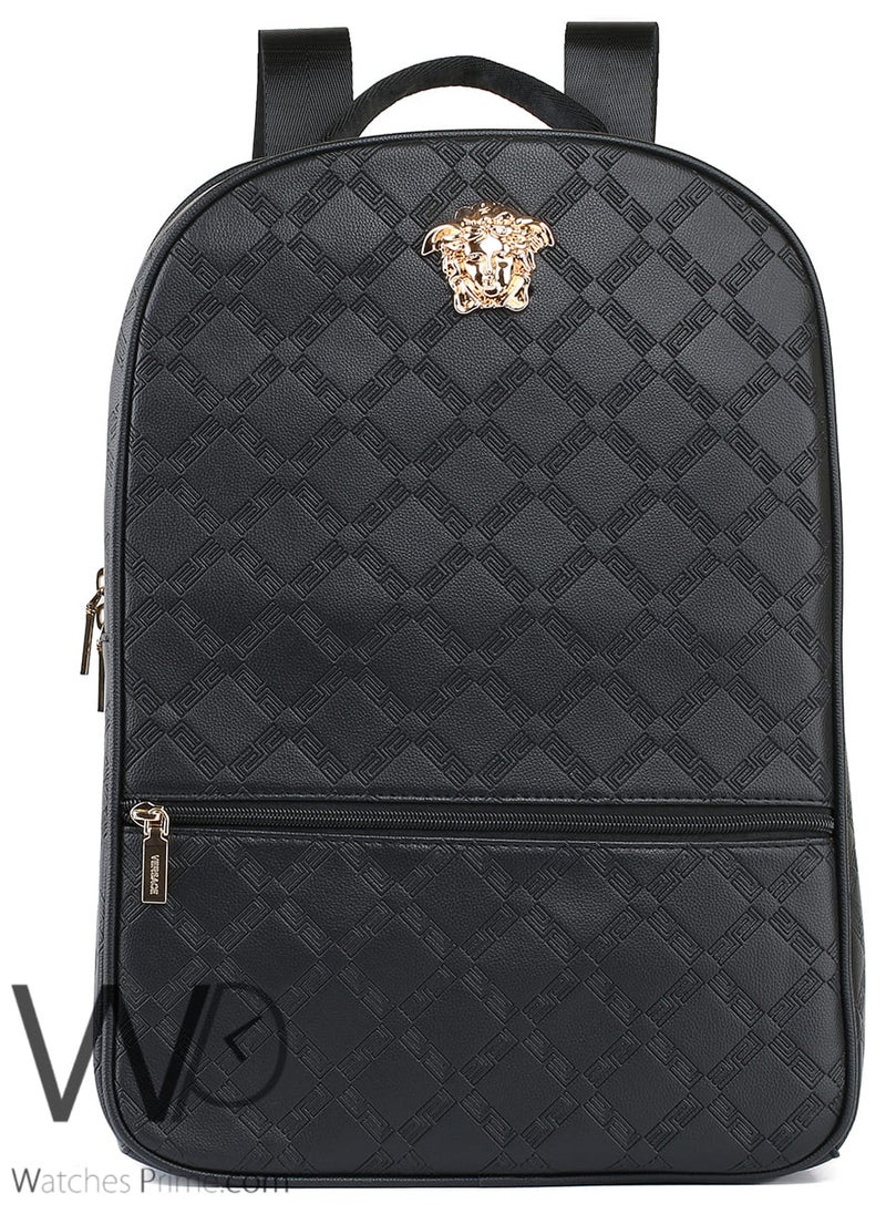 Versace Jeans Versace Backpack Black Leather Men Laptop Bag  - Image 2