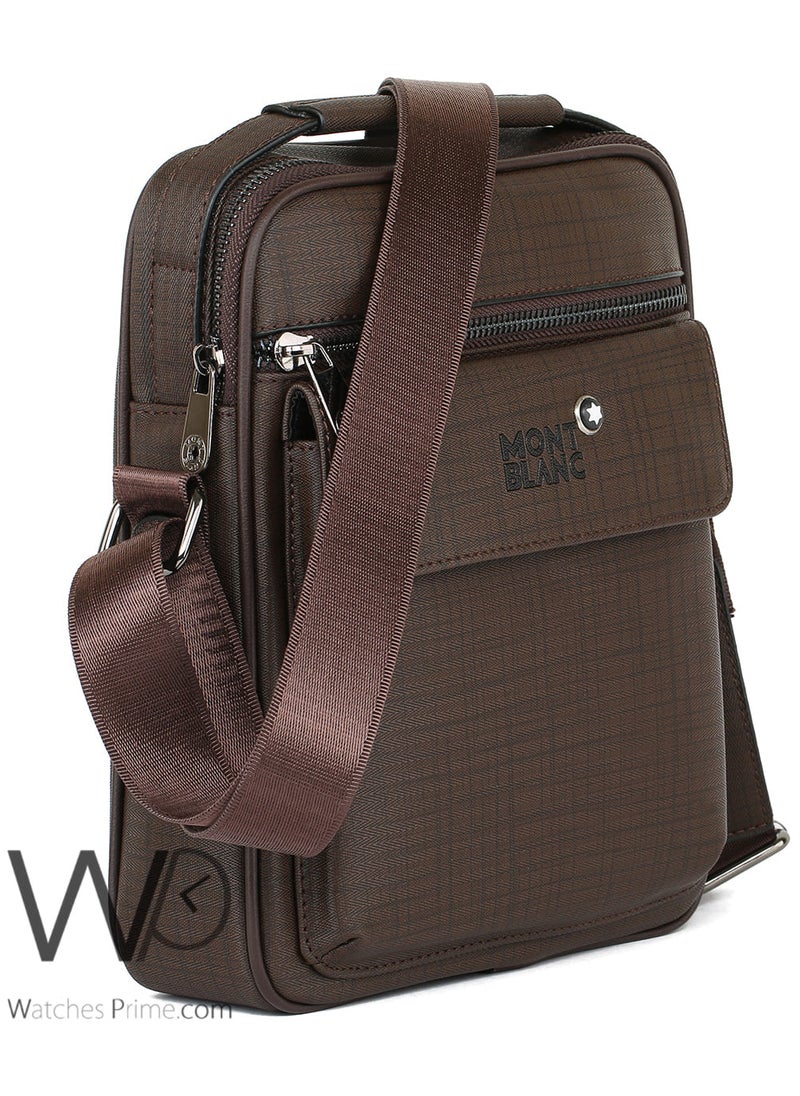 Brown Leather Montblan Crossbody Messenger Bag For Men