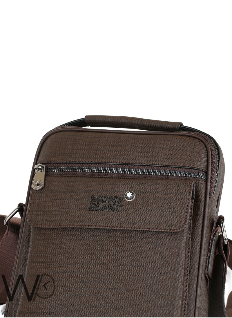 Brown Leather Montblan Crossbody Messenger Bag For Men