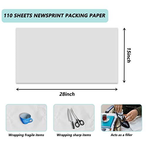 Choary Packing Paper Sheets for Moving,Newsprint Packing Paper for Shipping, Wrapping,Fill the Moving Boxes and Protect Fragile Items (110 Sheets, 27”x15”) - Image 4