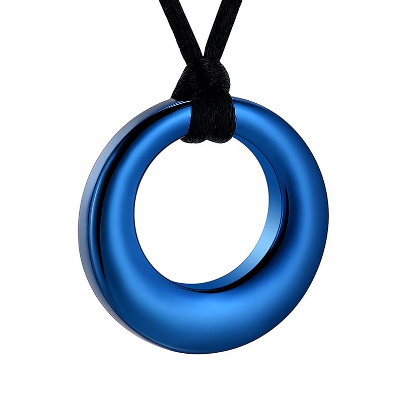 Hearbeingt Cremation Jewelry Urn Necklace for Ashes with Circle of Life Eternity Stainless Steel, Blue - Image 1