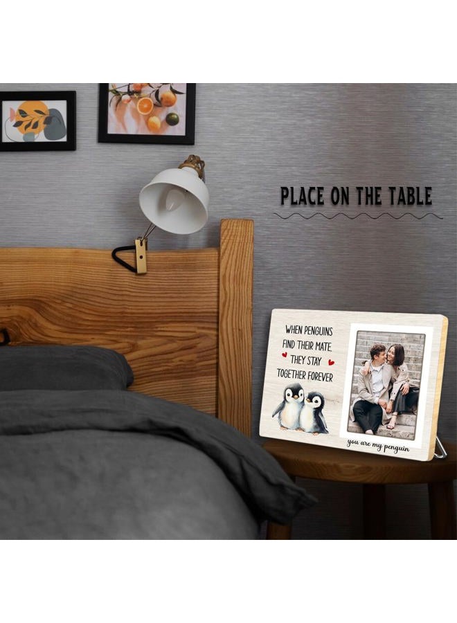 KLYTINK Penguin Gifts, Engagement Picture Frame, Wedding Gifts for Couple, Valentine's Gift for Him Her, Anniversary Couple Gifts, Penguin Love Gifts Photo Frame, fits 4x6 Photo, when Penguins Find Their Mate - Image 5